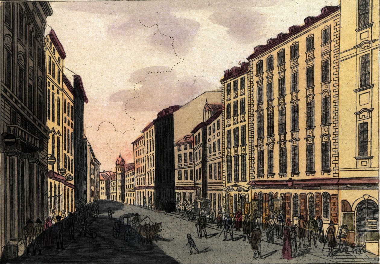 奥地利维也纳 Kohlmarkt 街的景色 1820 年雕刻 作者 未知艺术家