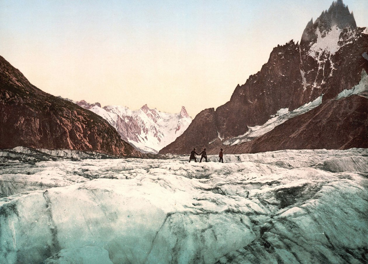 勃朗峰的景色：冰雪之海。约1890年的照相馆。 作者 未知艺术家