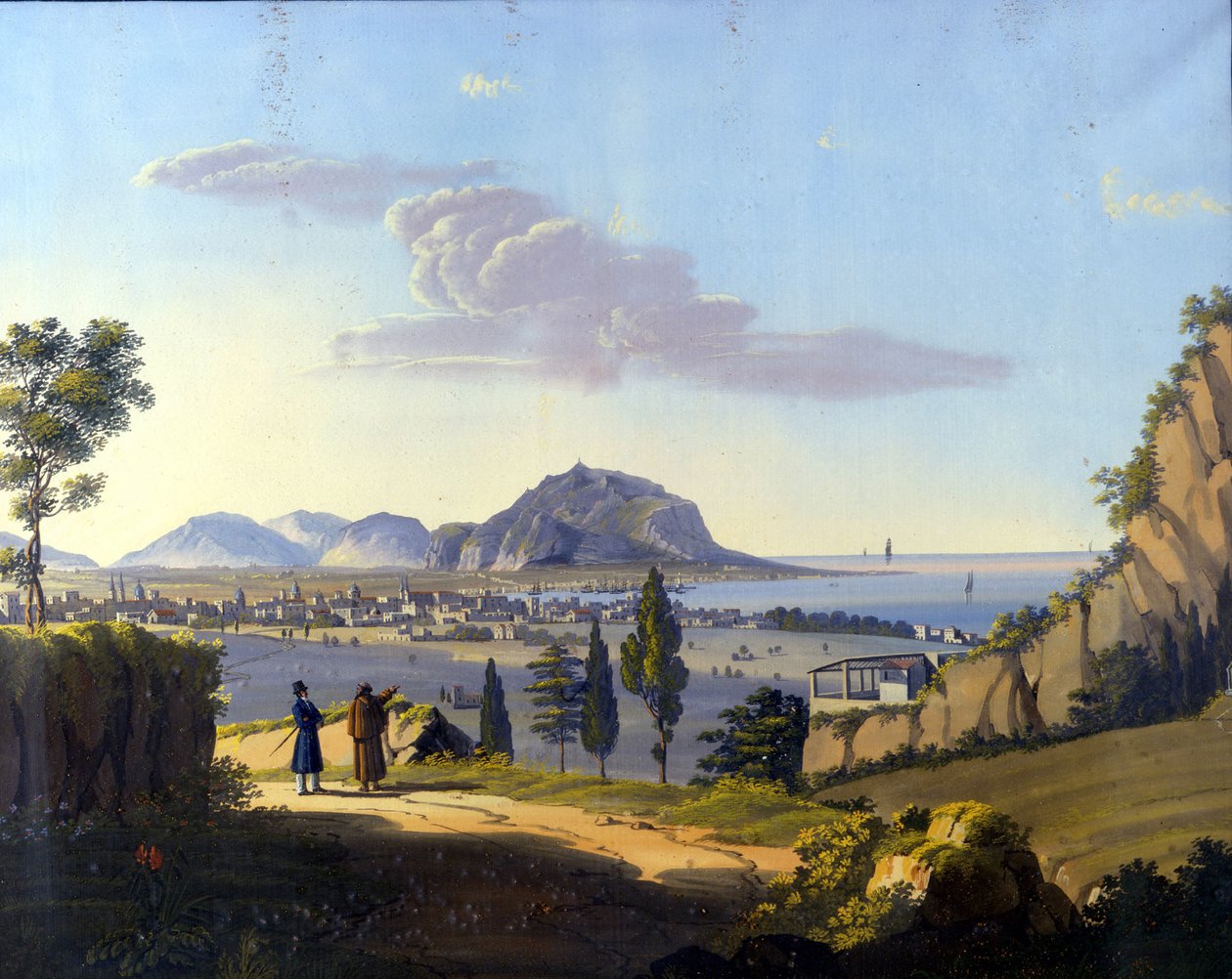 View of Palermo from the Hermitage of the Convent of Santa Maria del Gesu. Anonymous painting of the 19th century. 作者 未知艺术家