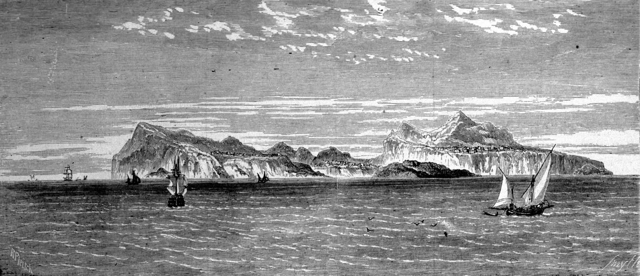 View of Procida Island off Naples. 19th century engraving. 作者 未知艺术家