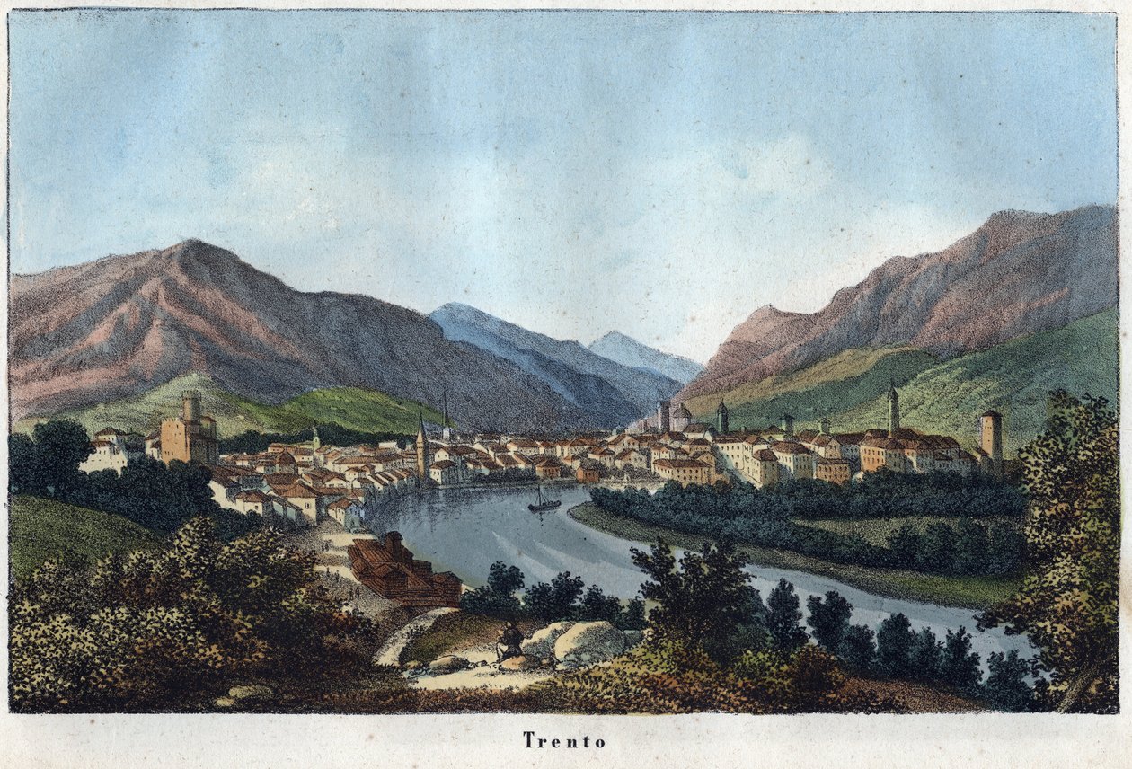 特伦托（意大利南蒂罗尔）（Trento）的景色--19世纪--来自《Usi e Costumi di Tutti i Popoli dell