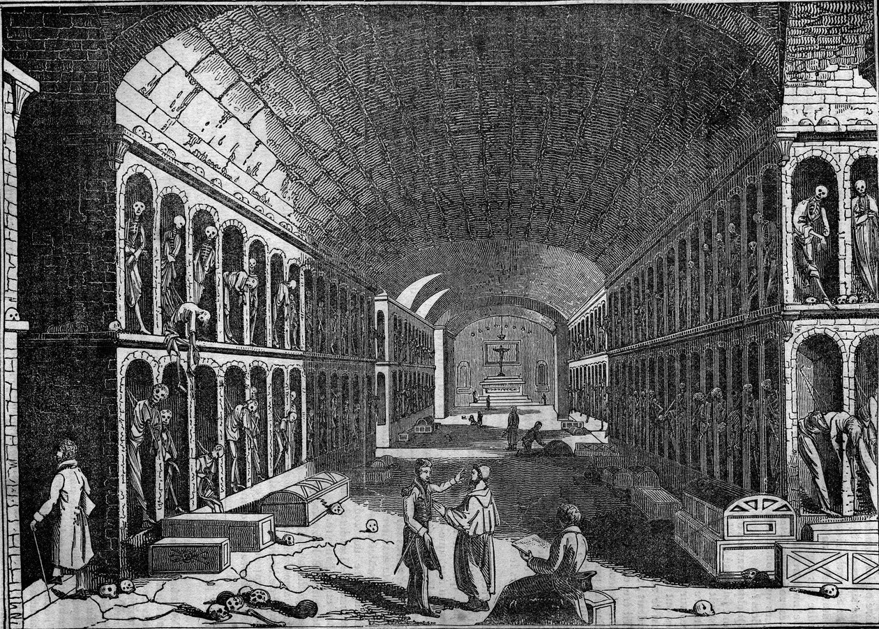 19世纪的巴勒莫卡布奇尼公墓景观。(Cimitero dei Cappuccini, Palermo) 作者 未知艺术家