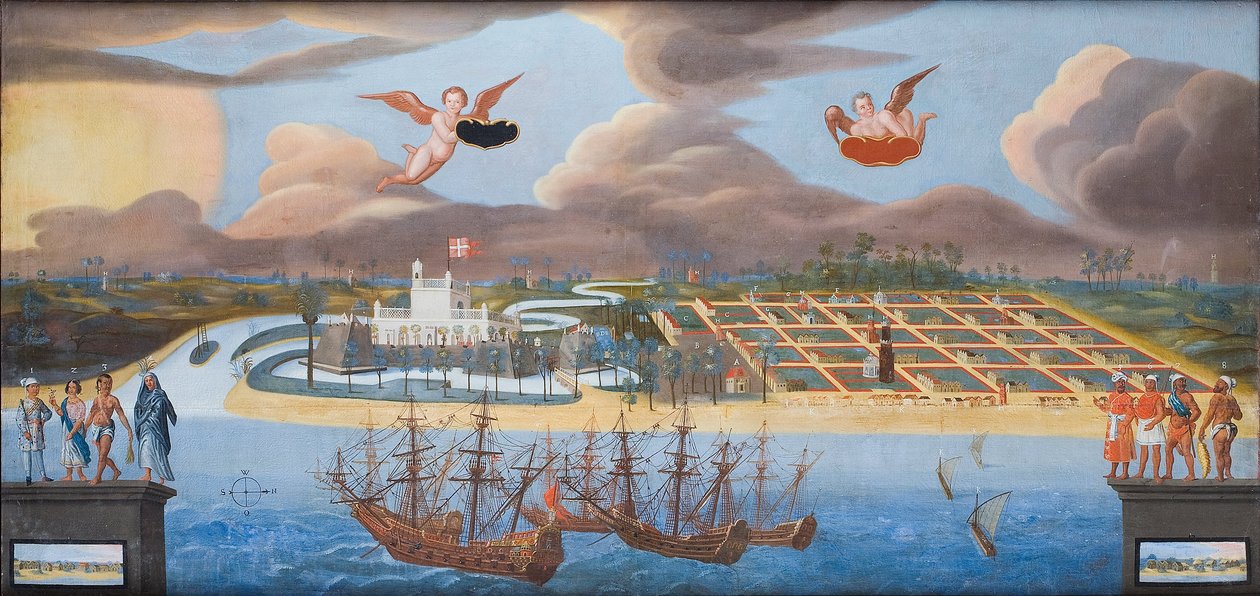 1658年左右，印度Tranquebar丹麦殖民地的景象（布面油画） 作者 未知艺术家