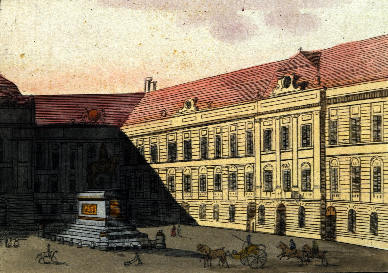 1820 年在奥地利维也纳的约瑟夫广场 (Joseph platz) 的视图 作者 未知艺术家