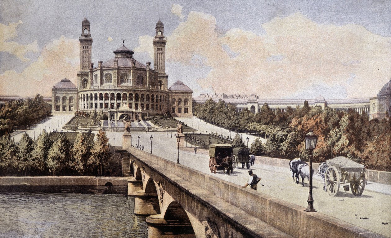 1898年特罗卡德罗宫（巴黎）的景色。 作者 未知艺术家