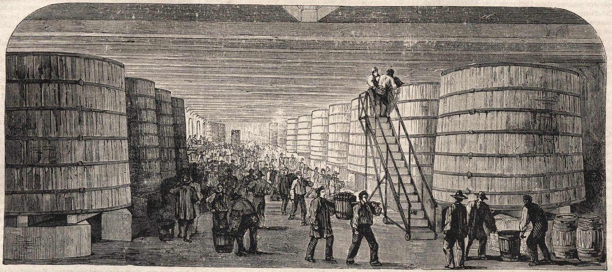 1860年拉菲特城堡的酒窖景观 作者 未知艺术家