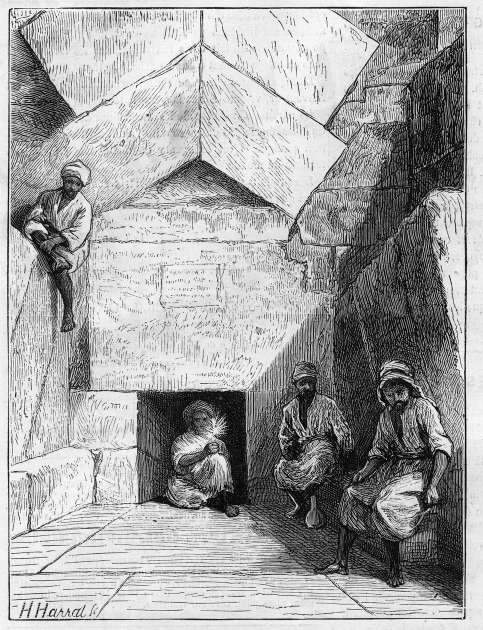 埃及Guizeh（Guiseh，吉萨，吉萨）的Kheops（Cheops，Keops，Khoufu，Khufu）金字塔的入口景观 作者 未知艺术家