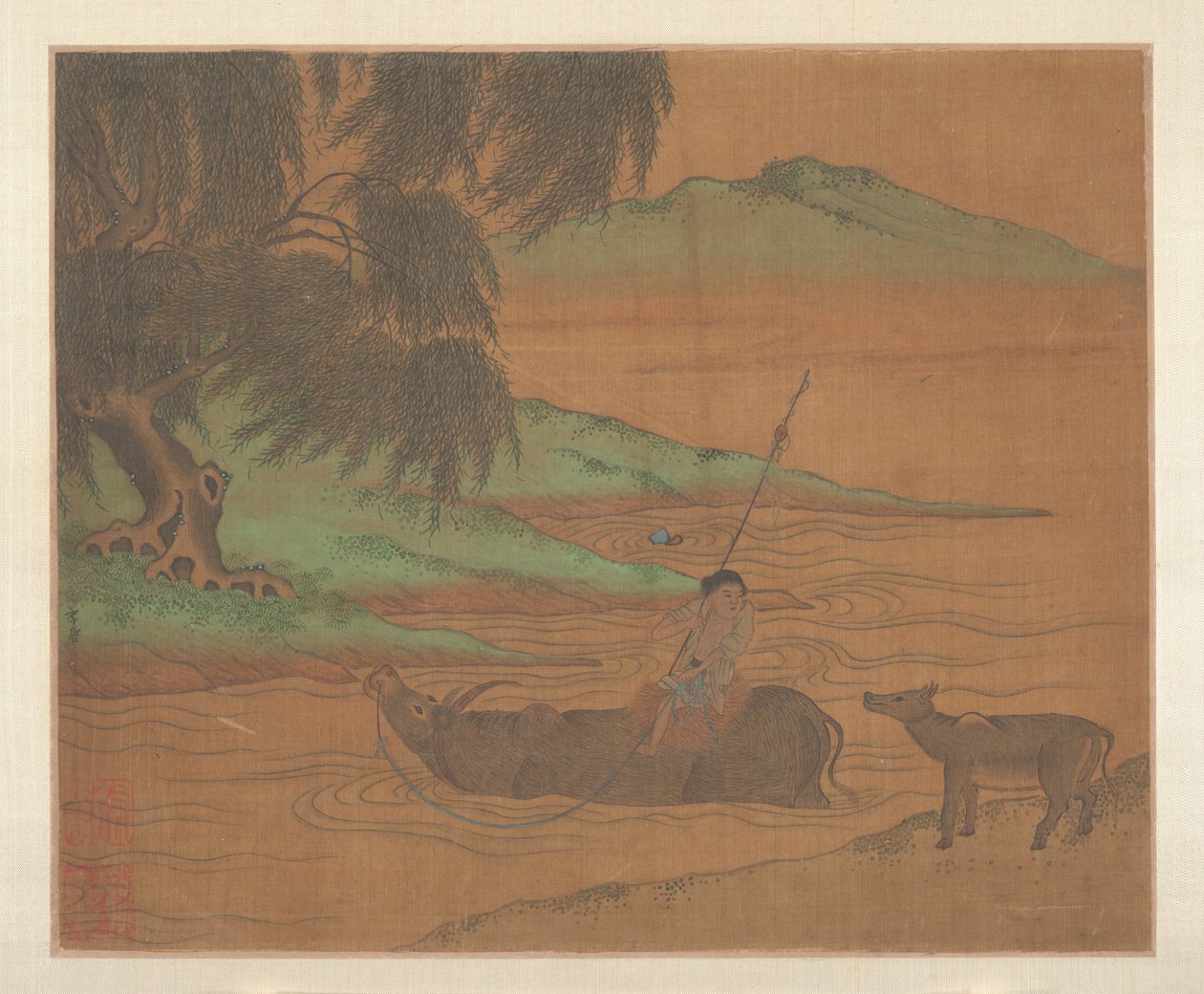 水牛（册页；绢本水墨和彩色） 作者 未知艺术家