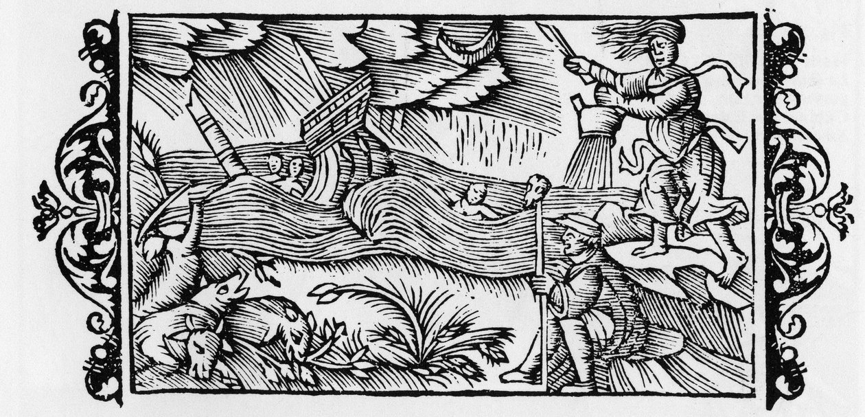 解除Tempete的巫师--载于奥劳斯-马格努斯的《北方民族史》（Historia de Gentibus Septentrionalibus），罗马，1555年 作者 未知艺术家