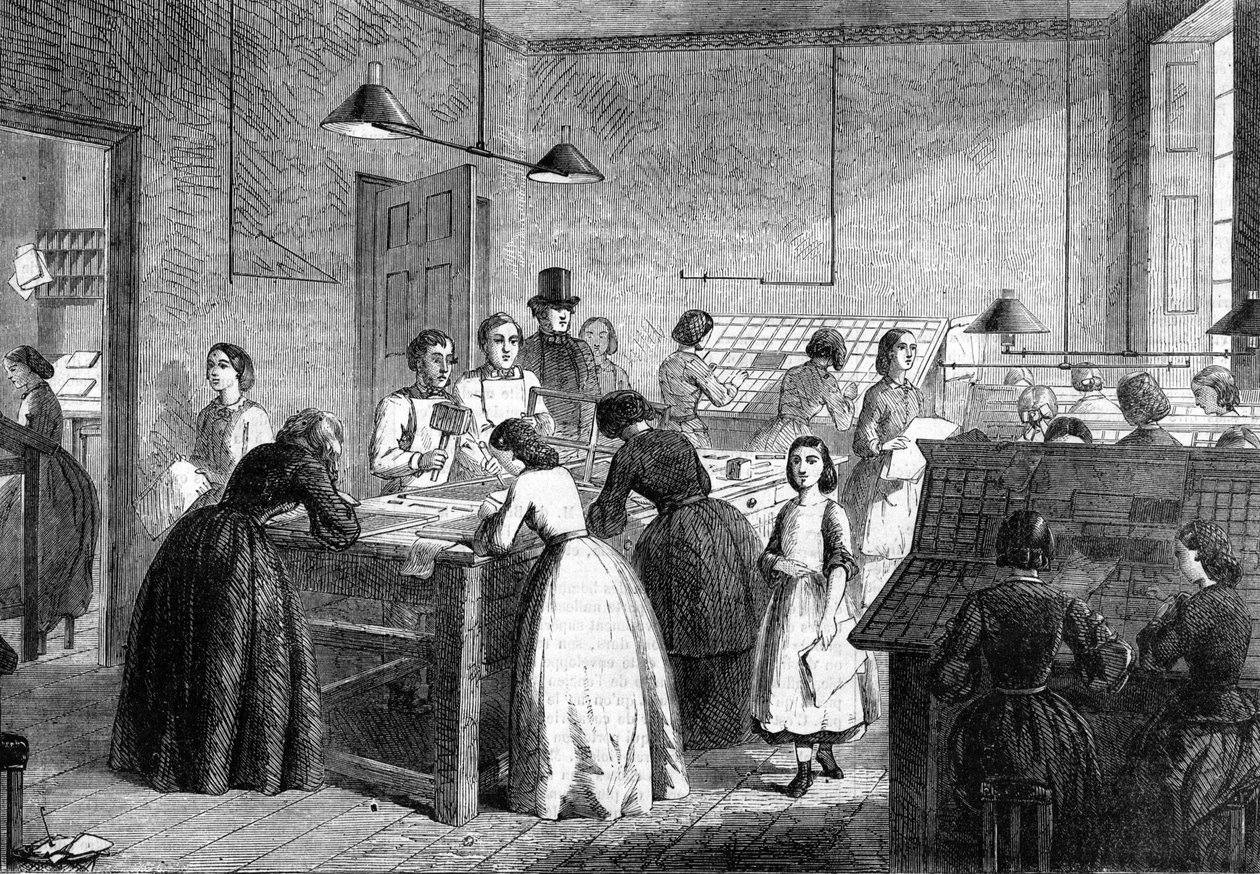 1865年巴黎的妇女工作坊打字员 作者 未知艺术家