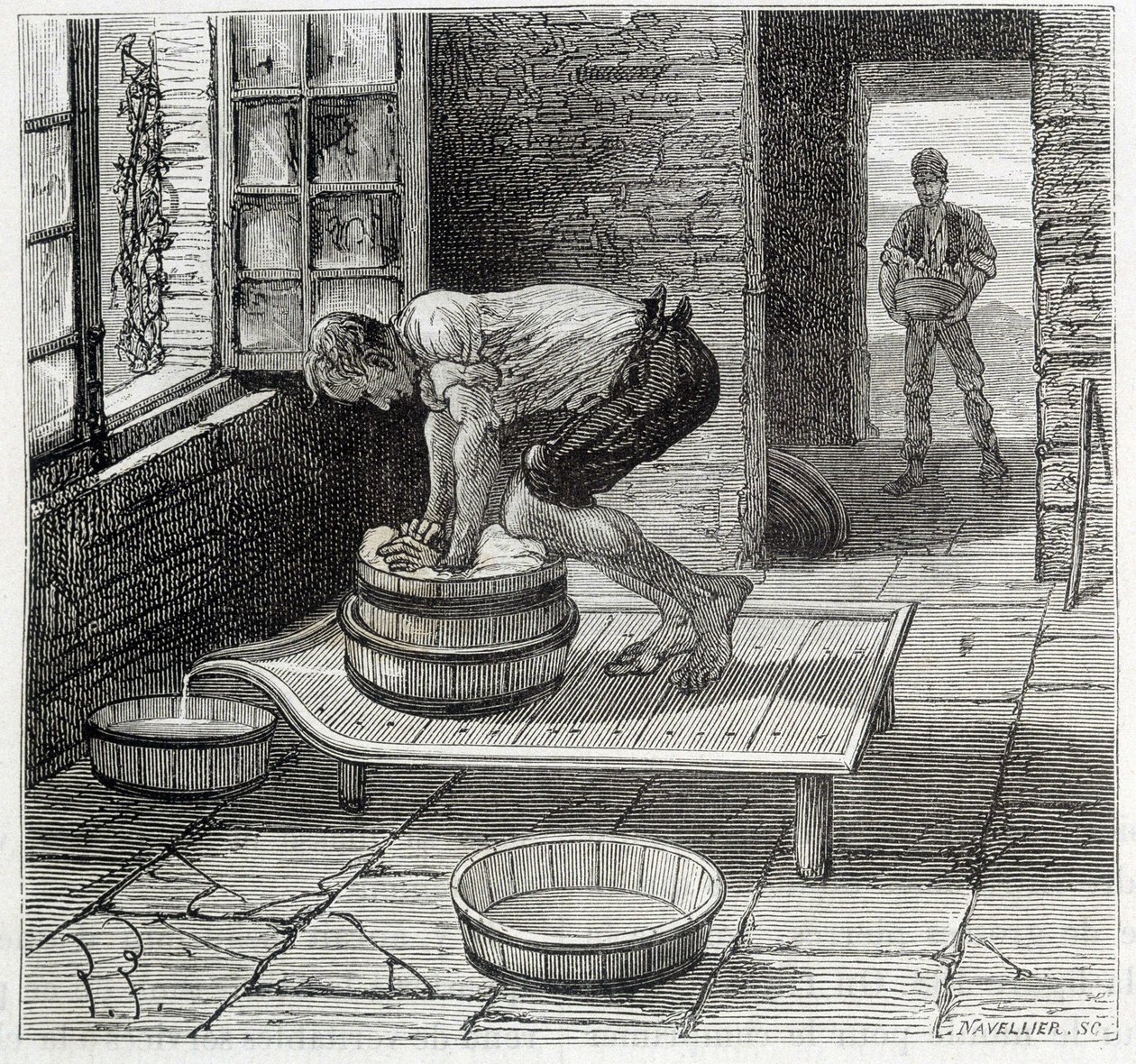 来自 Auvergne 的奶酪制造商的 Tomme 作品 - 在 Louis Figuier 的“”行业奇迹”中 作者 未知艺术家