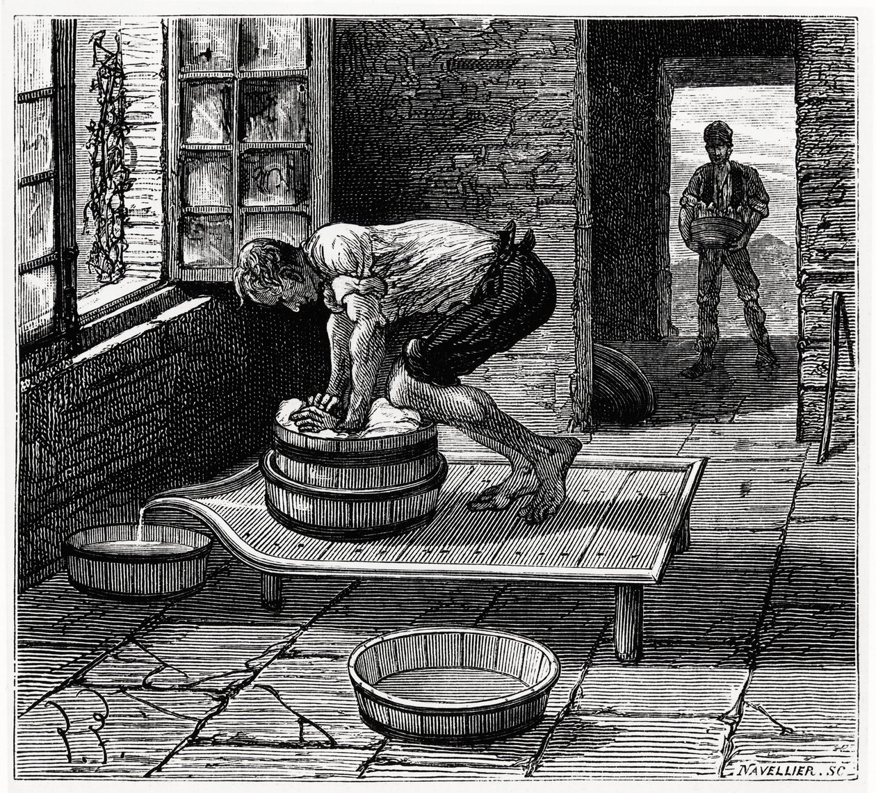 来自 Auvergne 的奶酪制造商的作品 - 在“工业奇迹”，第 4 卷，L. Figuier。 作者 未知艺术家