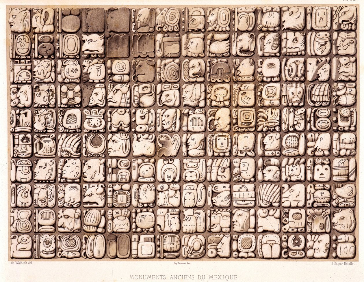 书写板 - 在“墨西哥古代古迹：墨西哥古代文明的帕伦克和其他遗址”中，Brasseur de Bourbourg，巴黎 作者 未知艺术家