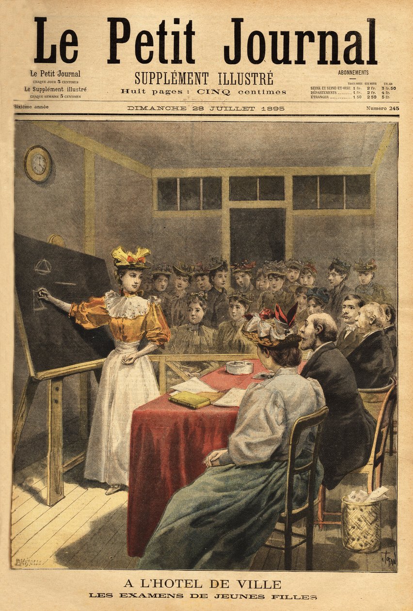 巴黎市政厅的少女考试。 雕刻在“”Le petit journal””28/07/1895。 塞尔瓦的收藏。 作者 未知艺术家