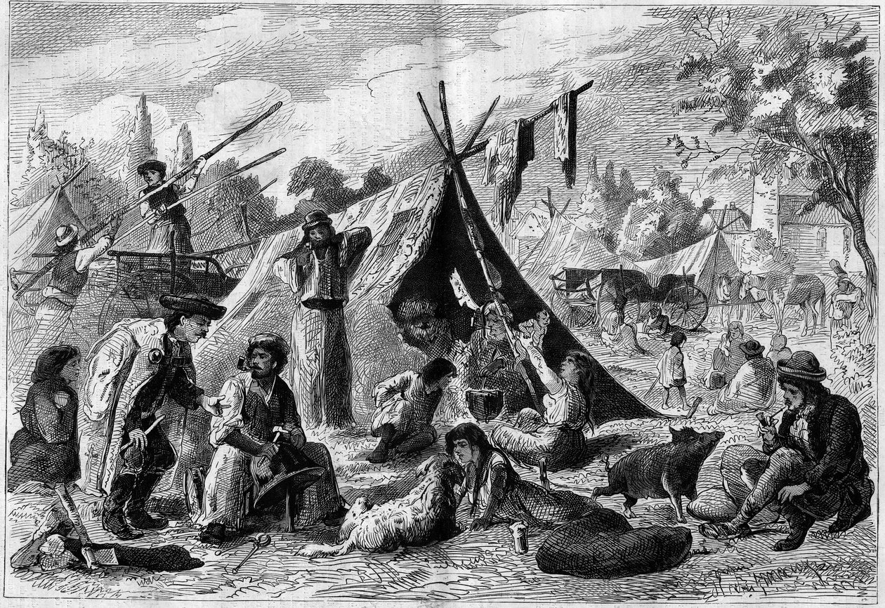 1873年，奥地利维也纳郊区的Zingari营地（一个波西米亚营地）。 作者 未知艺术家