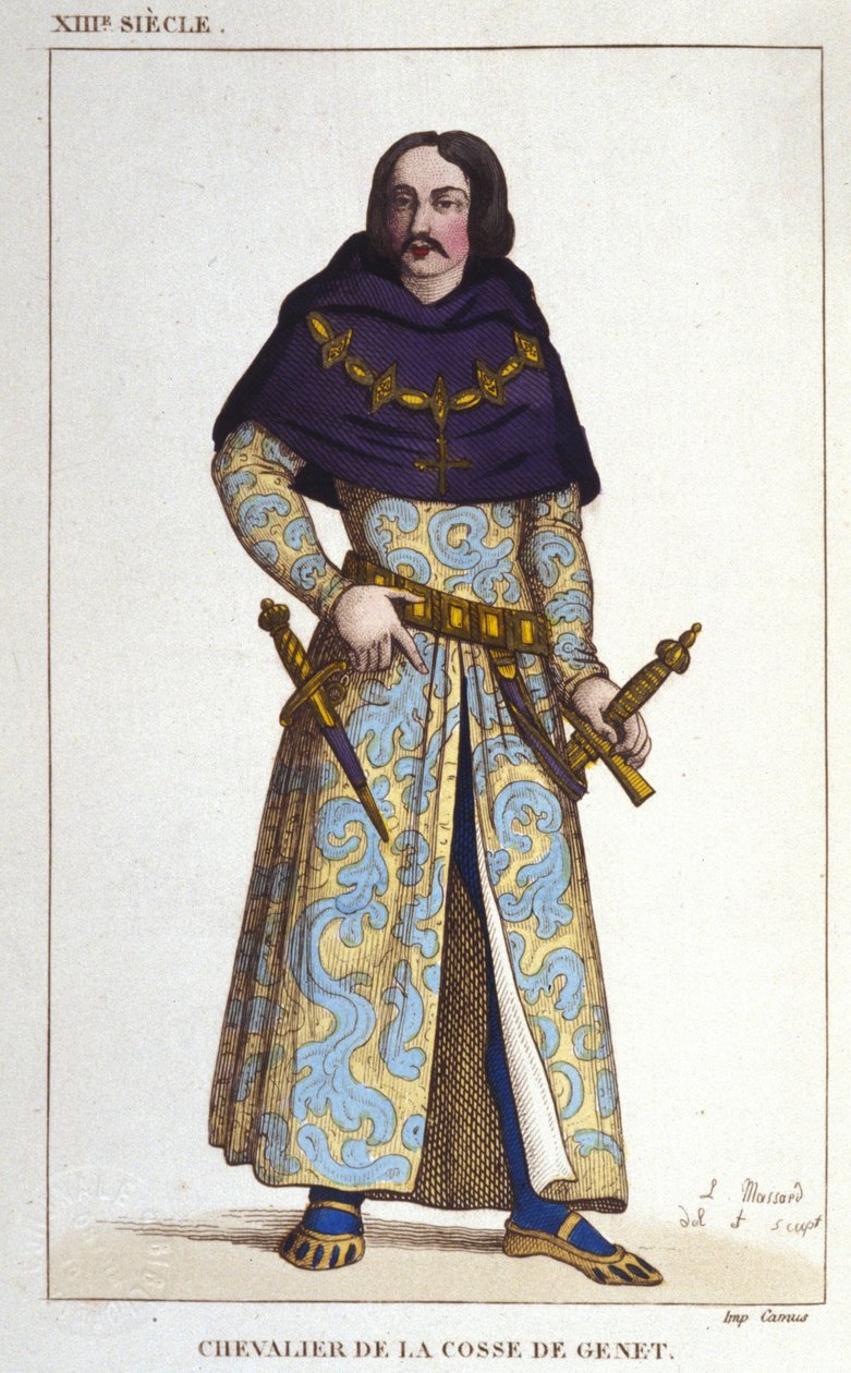 Chevalier de la Cosse de Genet 1365 年后的服装。 1830 年版画 作者 未知艺术家
