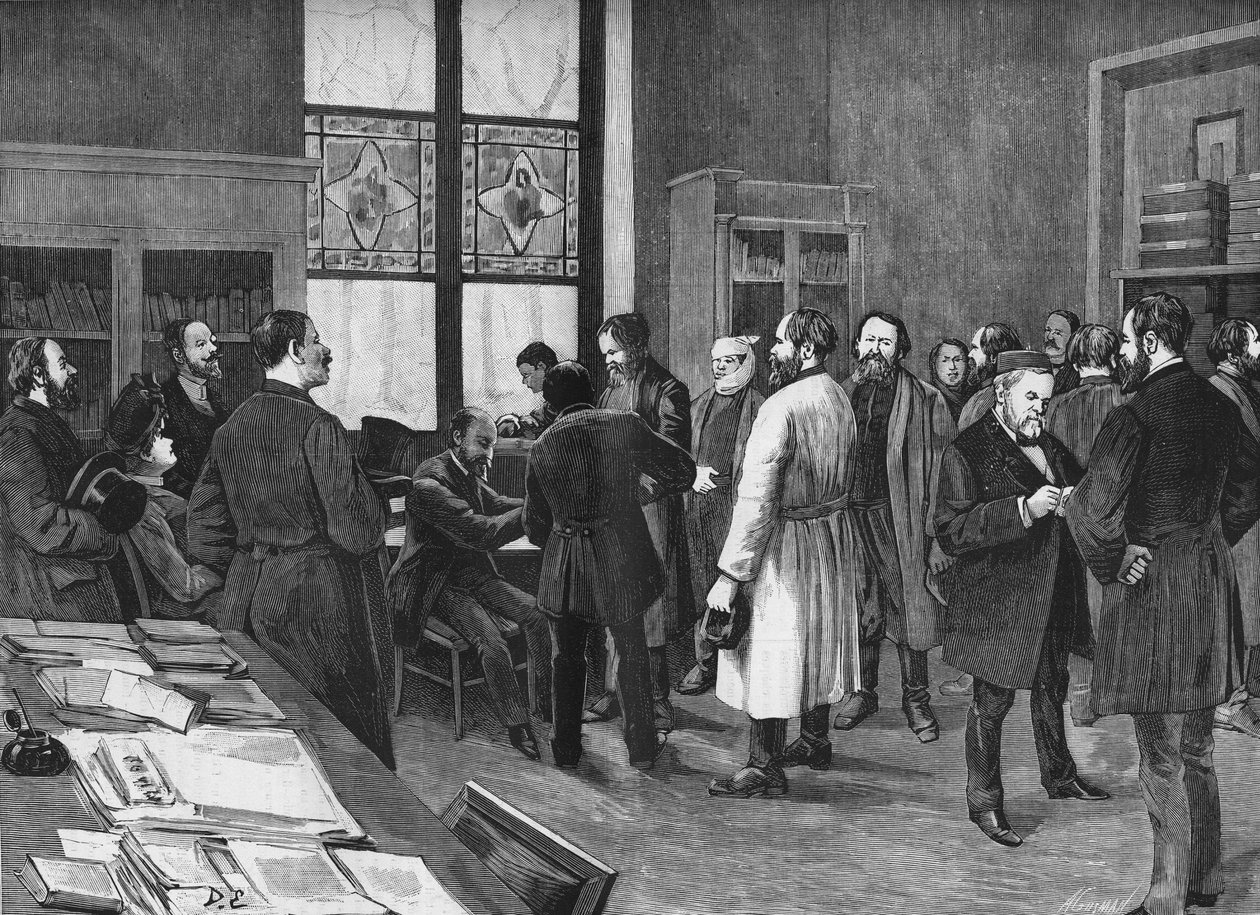 1886年，在路易斯-巴斯德的内阁中。 作者 未知艺术家