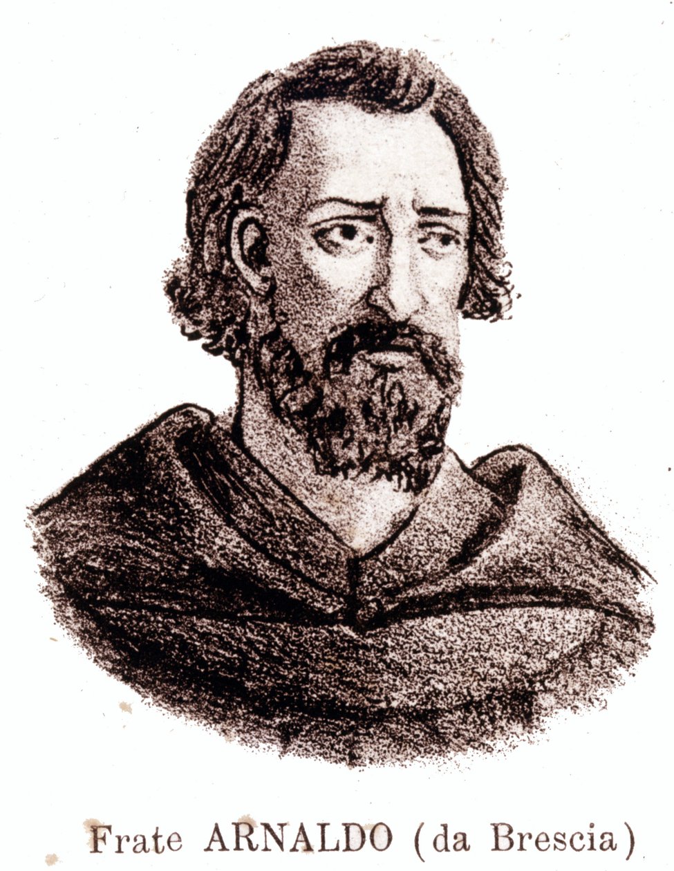 阿诺德布雷西亚 (Arnaldo da brescie) (1090 - 1155) 的肖像，意大利政治和宗教改革者。 作者 未知艺术家