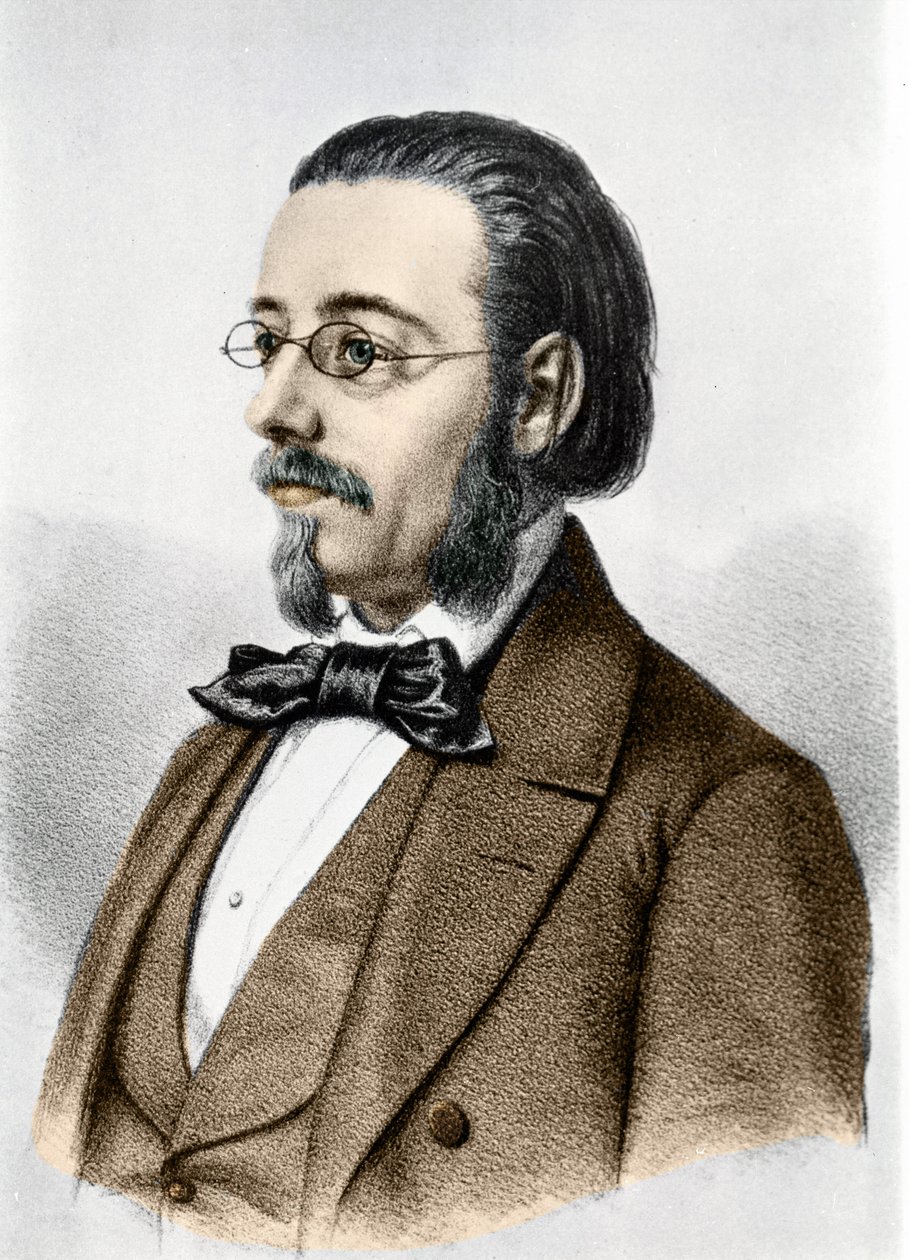Bedrich Smetana (1824-1884) 的肖像，捷克作曲家和钢琴家。 作者 未知艺术家
