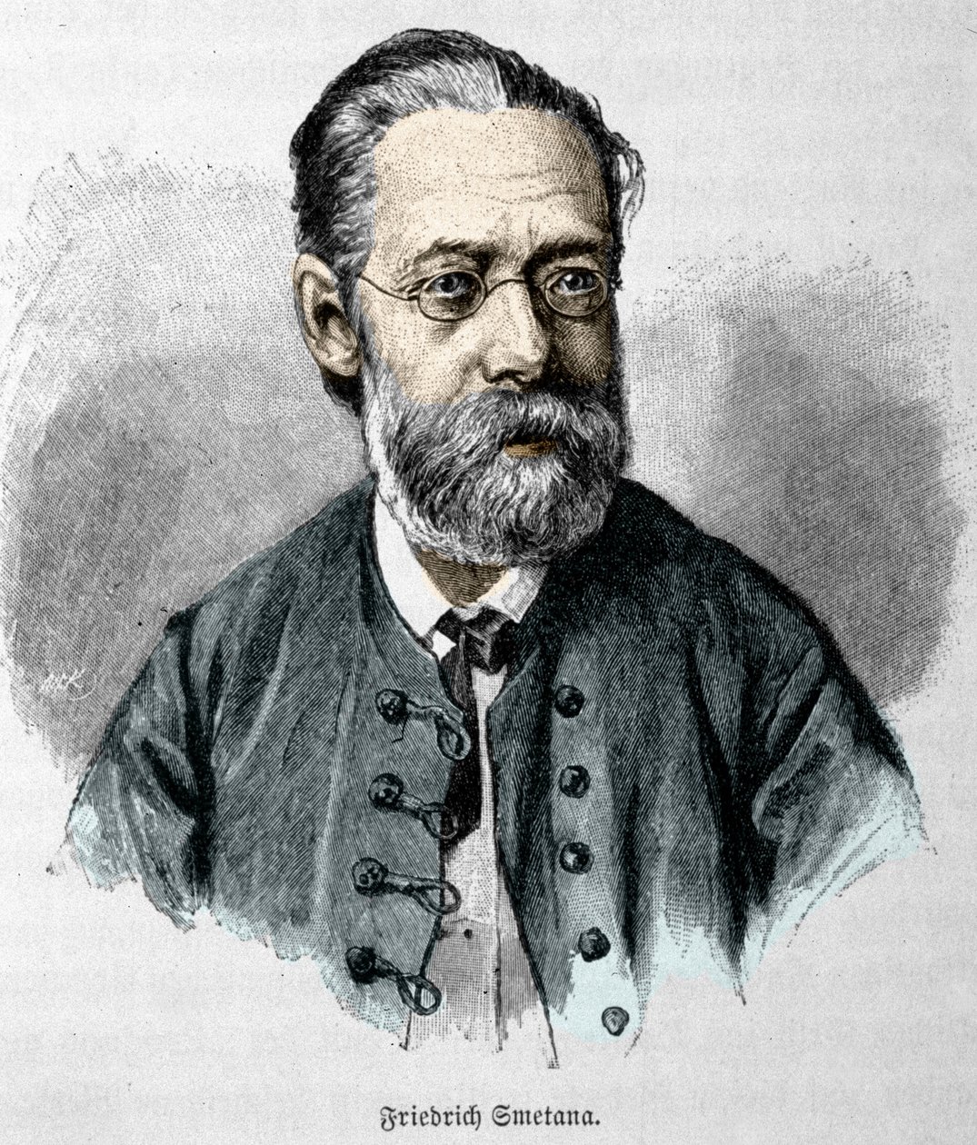 Bedrich Smetana (1824-1884) 的肖像，捷克作曲家和钢琴家。 作者 未知艺术家