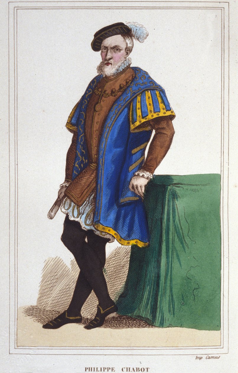 菲利普·德·夏博 (Philippe de Chabot) 的肖像，布里昂勋爵，法国海军上将（1480 年至 1543 年）。 1830 年的雕刻 作者 未知艺术家