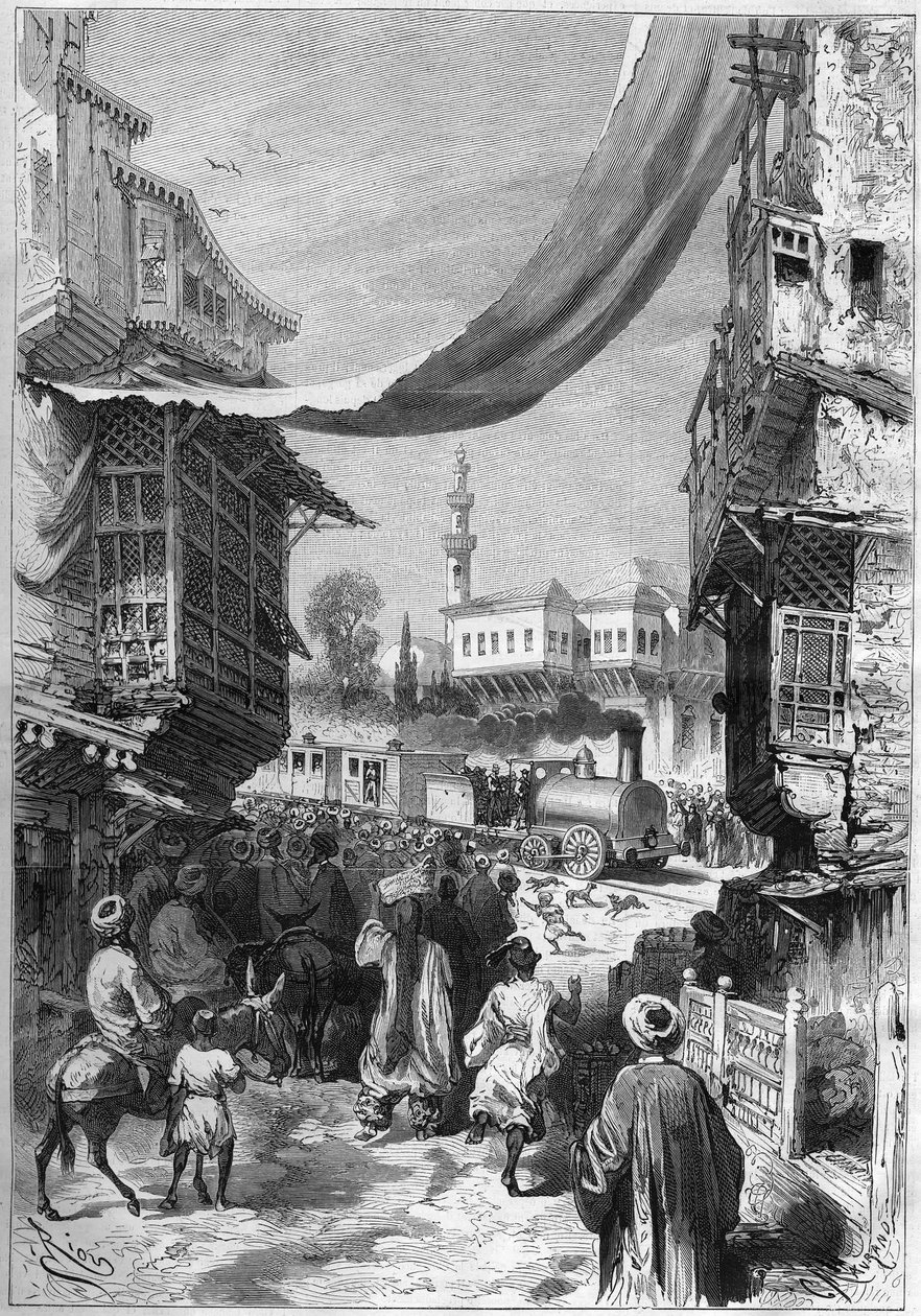 1872年抵达君士坦丁堡的第一辆铁路列车。 作者 未知艺术家