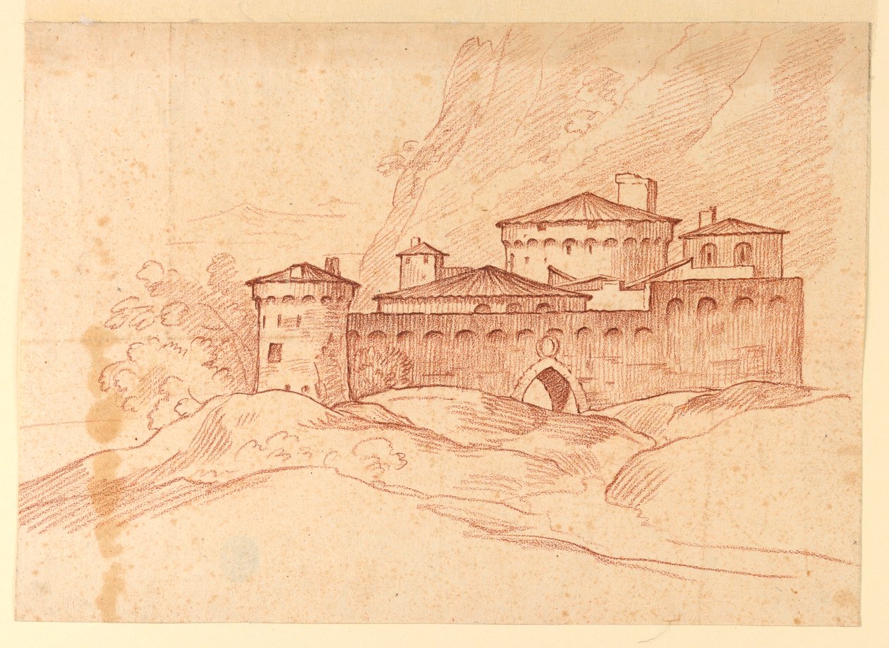 素描，山中城堡，1810-1830 年 作者 未知艺术家