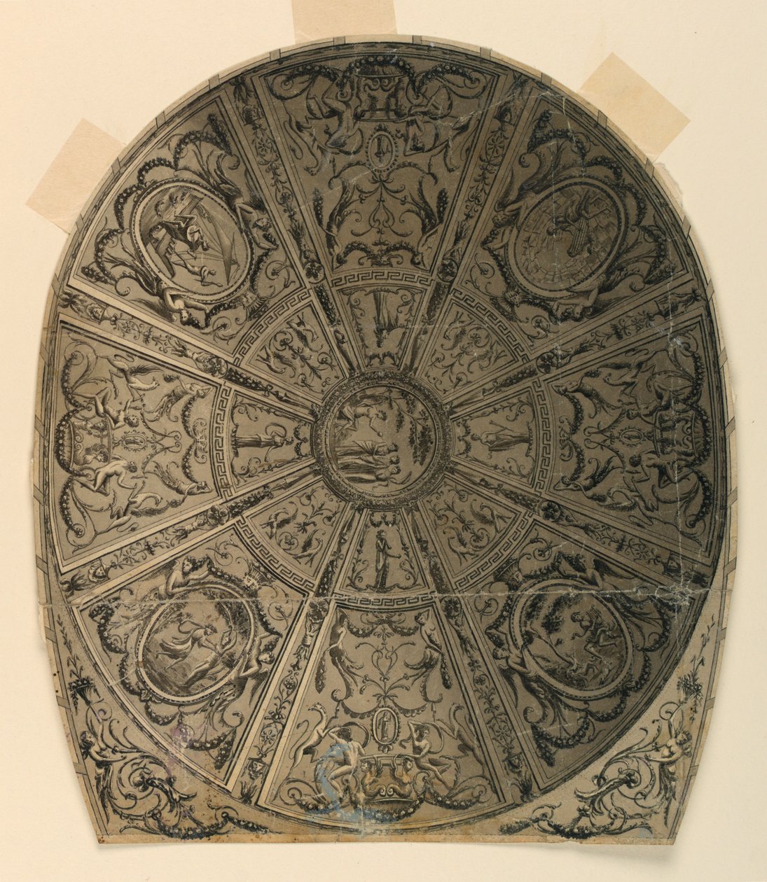 绘画，天花板设计：剧院装饰，约 1790 年 作者 未知艺术家