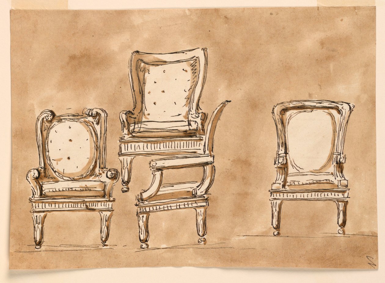 绘画，椅子，1780-90 年 作者 未知艺术家