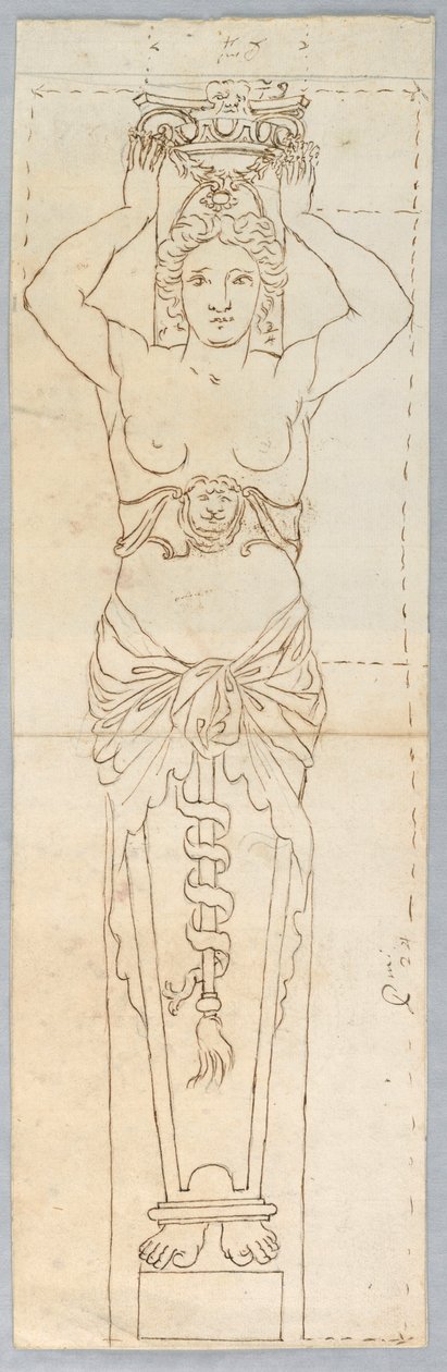 素描，"卡里亚提德 "设计，18 世纪 作者 未知艺术家