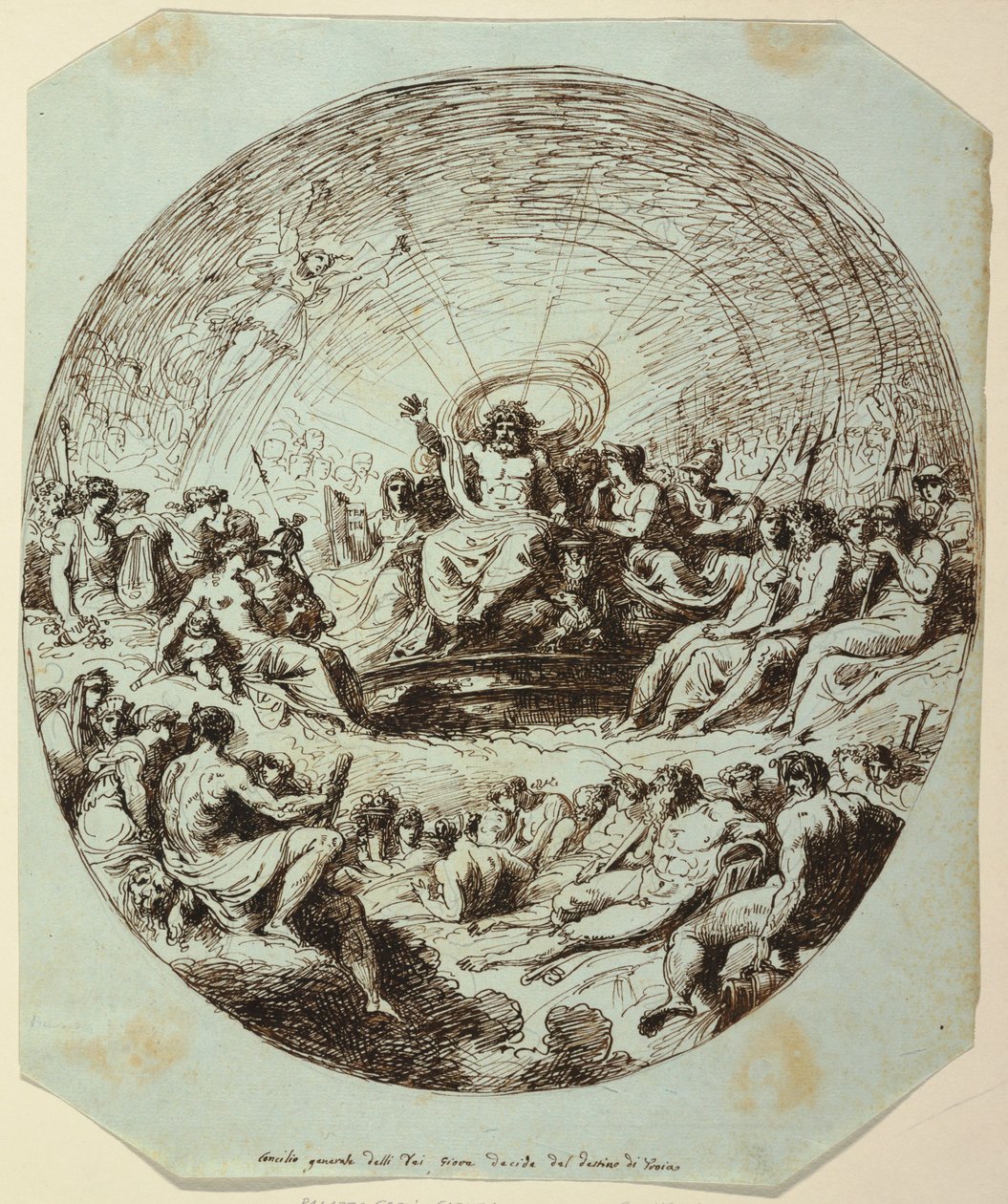 素描，《宙斯决定特洛伊的命运》，Palazzo Gessi，法恩扎，1813 年 作者 未知艺术家