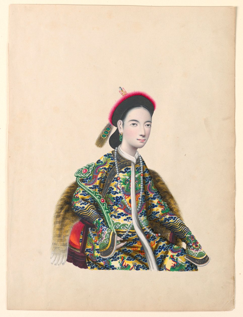 微型画，坐着的女士肖像，约 1820-60 年 作者 未知艺术家