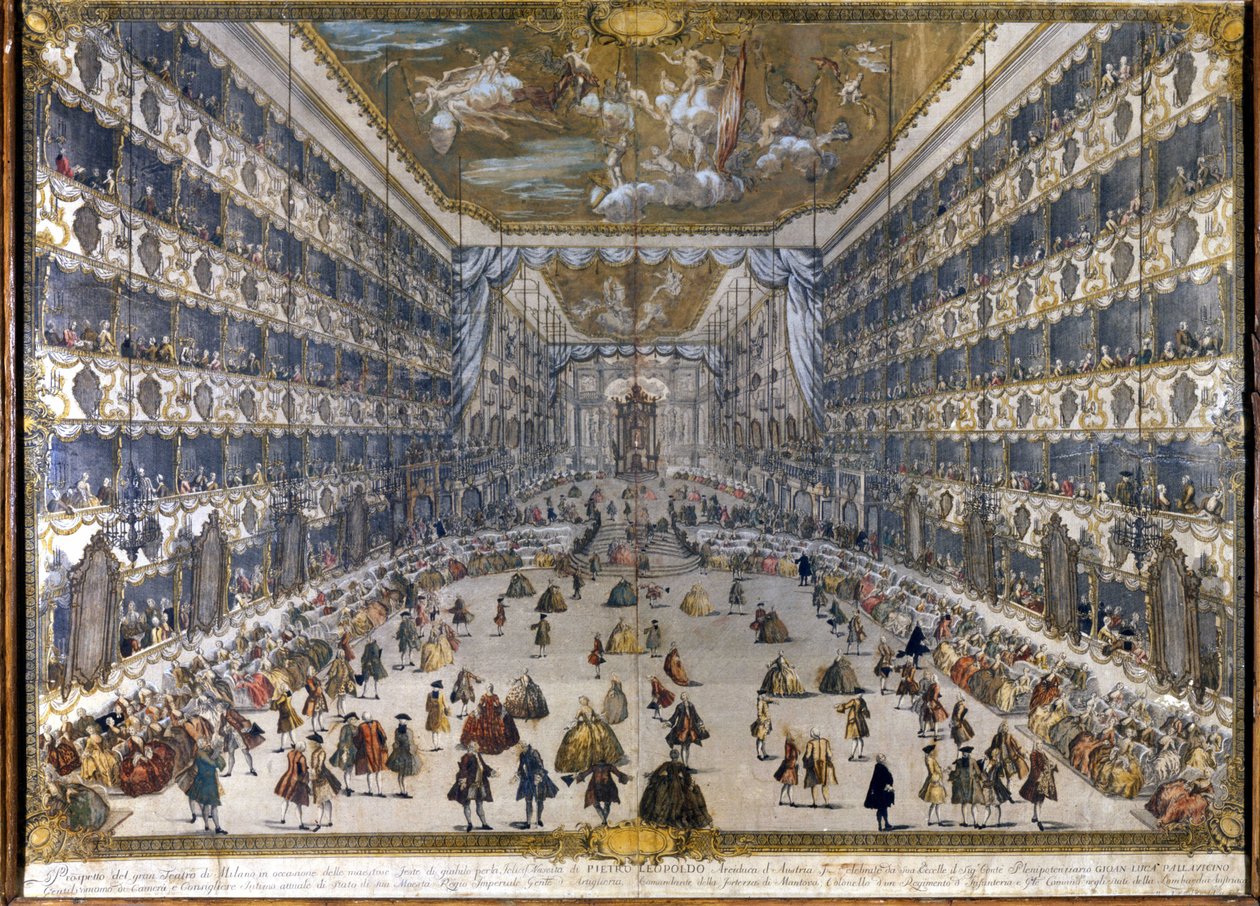 (Theatre Regio Ducal in Milan) Teatro regio Ducale in Milan (becomes the Teatro alla Scala after the fire): feast for the birth of Peter Leopold, archduke of Austria, then Leopold II, emperor (1747-1792) of Austria. 28/5/1747. 作者 未知艺术家