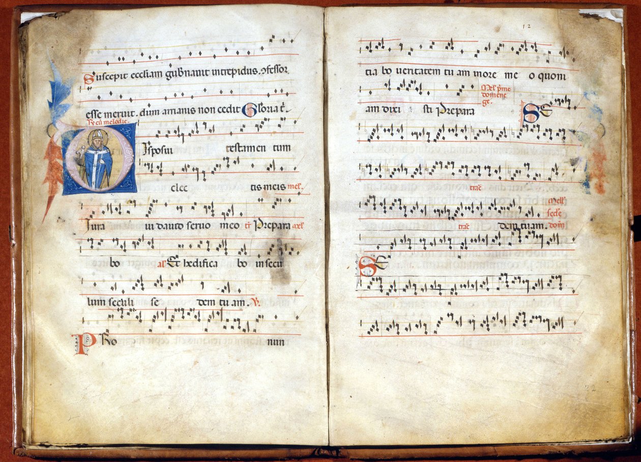 14 世纪 Ambrosian 礼仪弥撒。 米兰圣安布罗斯章节档案 作者 未知艺术家