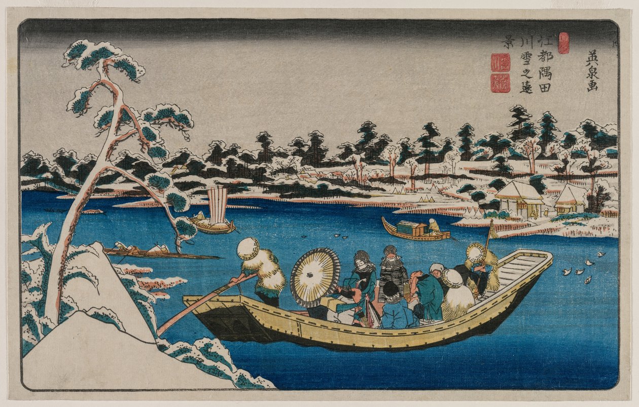 江户隅田川雪景远眺 作者 未知艺术家