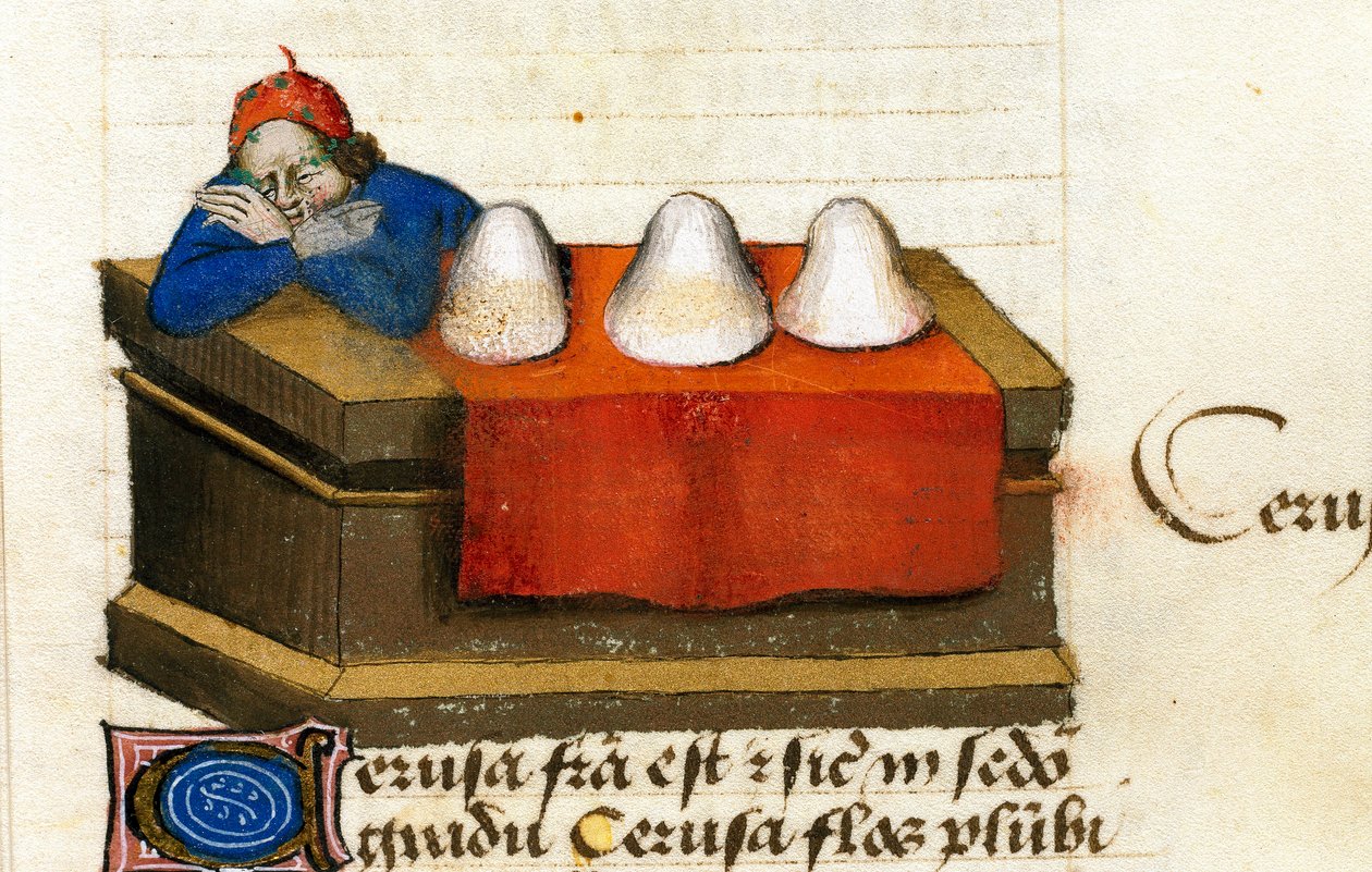 A deer trader, uses for cosmetics Description of medicinal plants and how to prepare them. Manuscript page “” Treats on herbs”” (Tractatus de herbis) by Pedanius Dioscorides (Dioscorides) (40-90 AD) Lat.1152 作者 未知艺术家