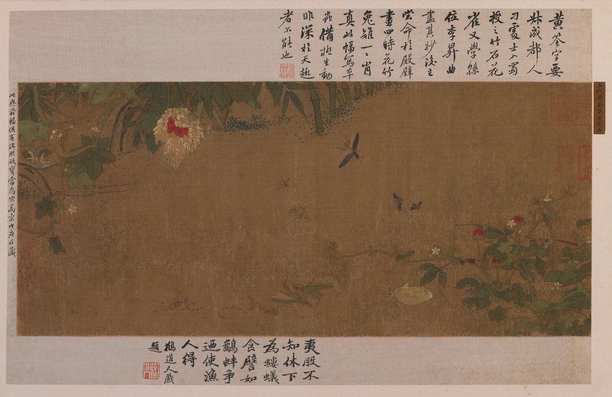 花园作品：花，与蚱蜢、蚂蚁和其他昆虫战斗 作者 未知艺术家