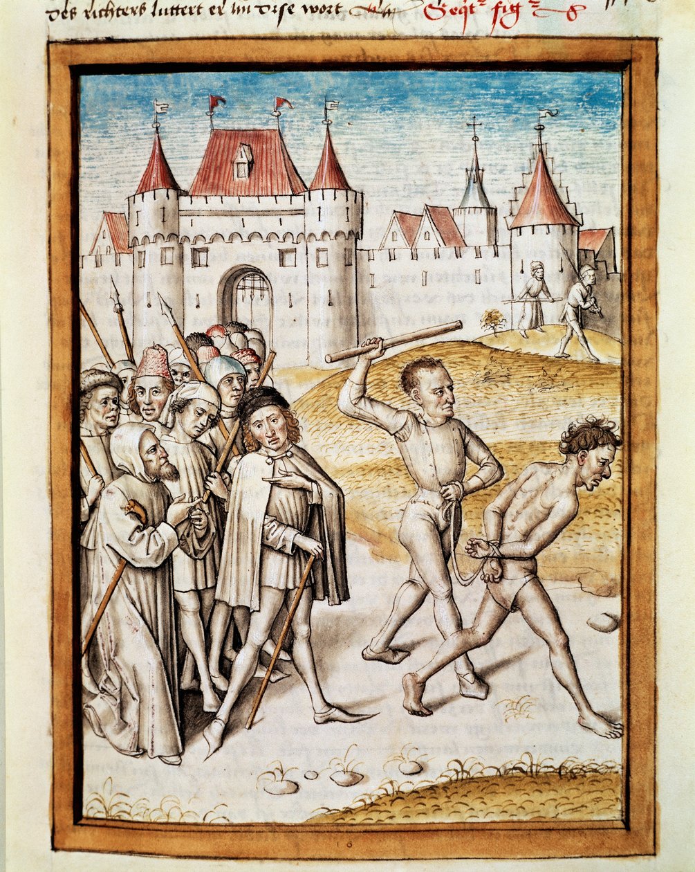 A man is led to Miniature torment from a German translation of Bidpai