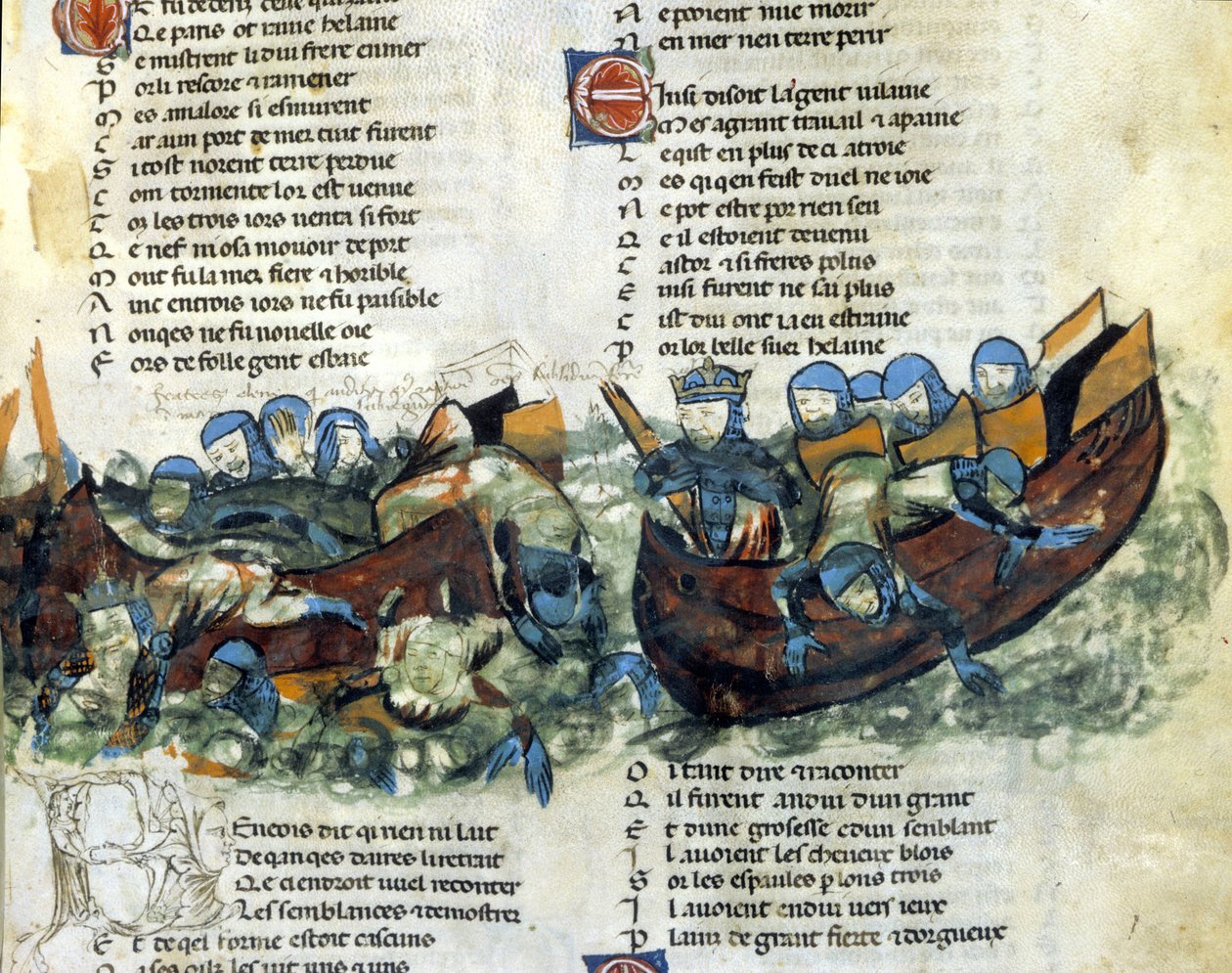 A naval battle. 13th century miniature 作者 未知艺术家