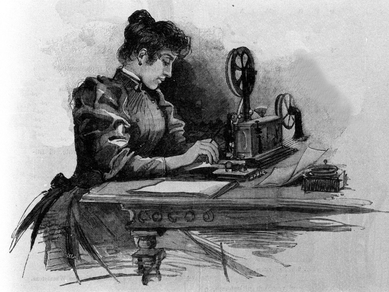 美国发明家Samuel Finley Breese Morse（1791- 1872）发明的电报员。19世纪的雕版画 作者 未知艺术家