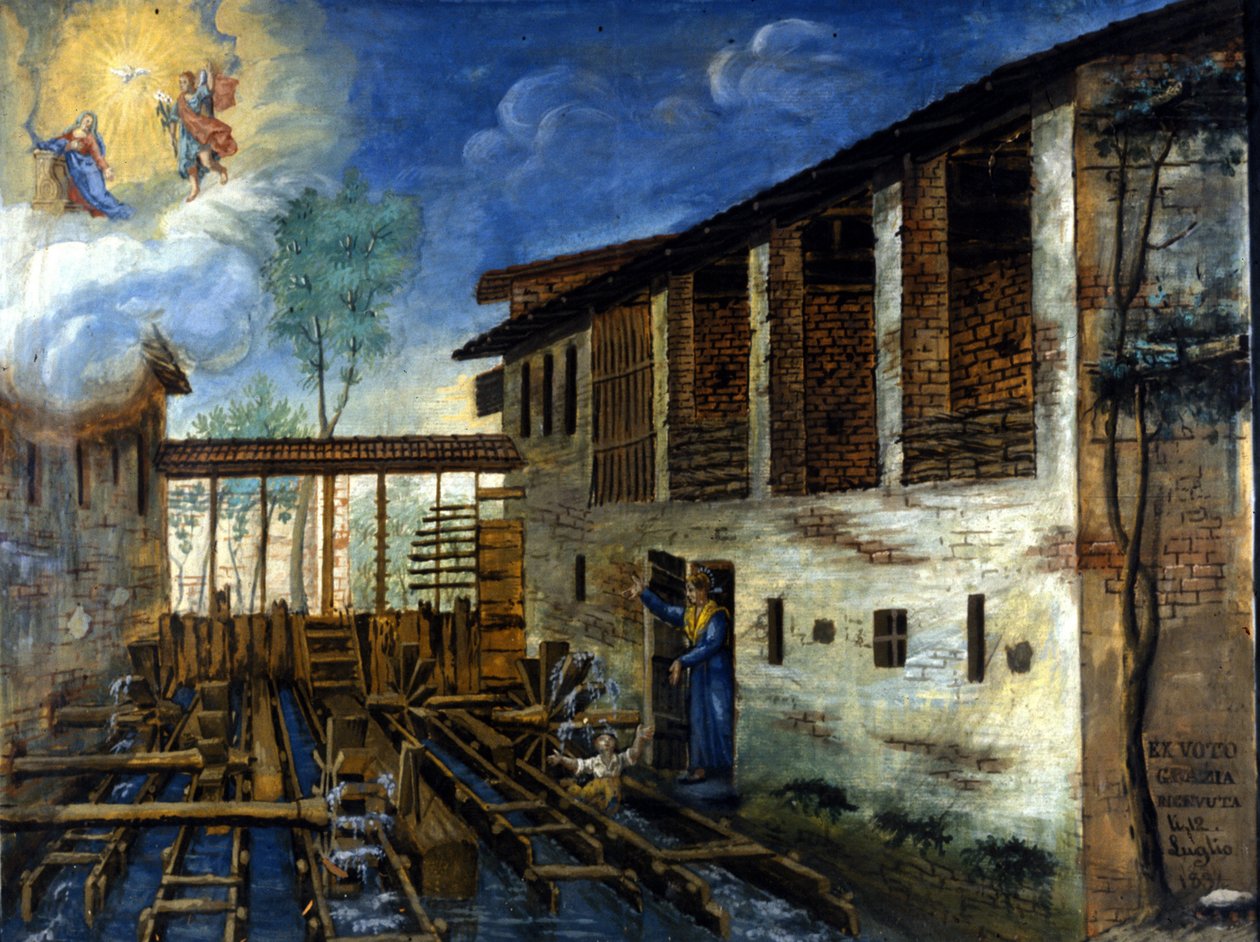 A young child saved from the pallets of a water mill. 作者 未知艺术家