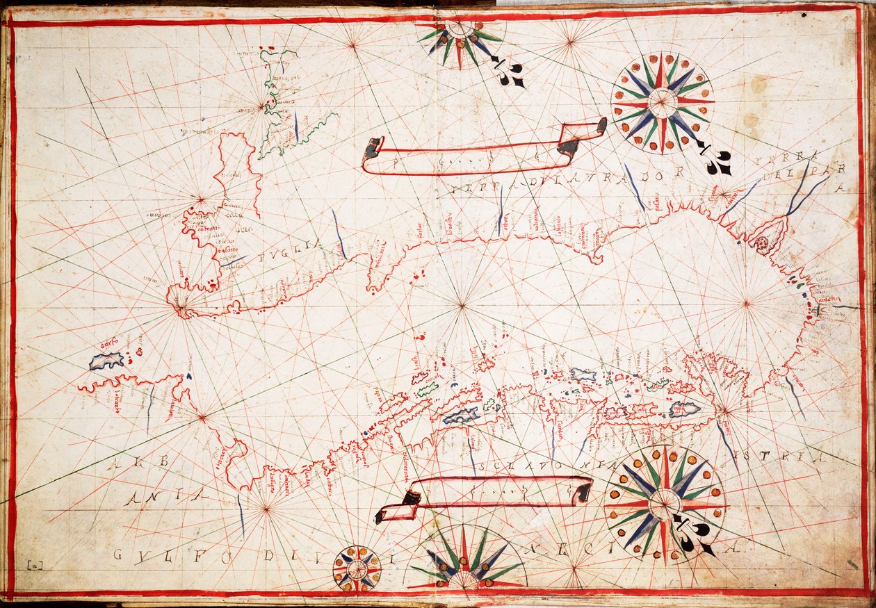亚得里亚海图，约 1620 年（牛皮纸） 作者 未知艺术家