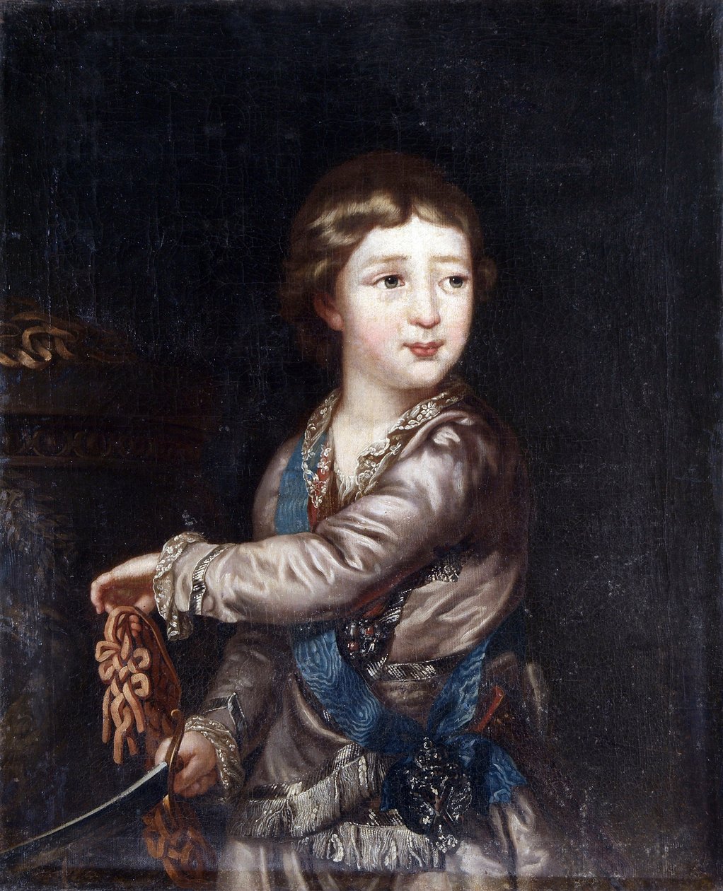 亚历山大·帕夫洛维奇·罗曼诺夫 (Alexandre I de Russie) - 亚历山大·帕夫洛维奇大公 (1777-1825) 小时候的肖像，无名。 布面油画 作者 未知艺术家
