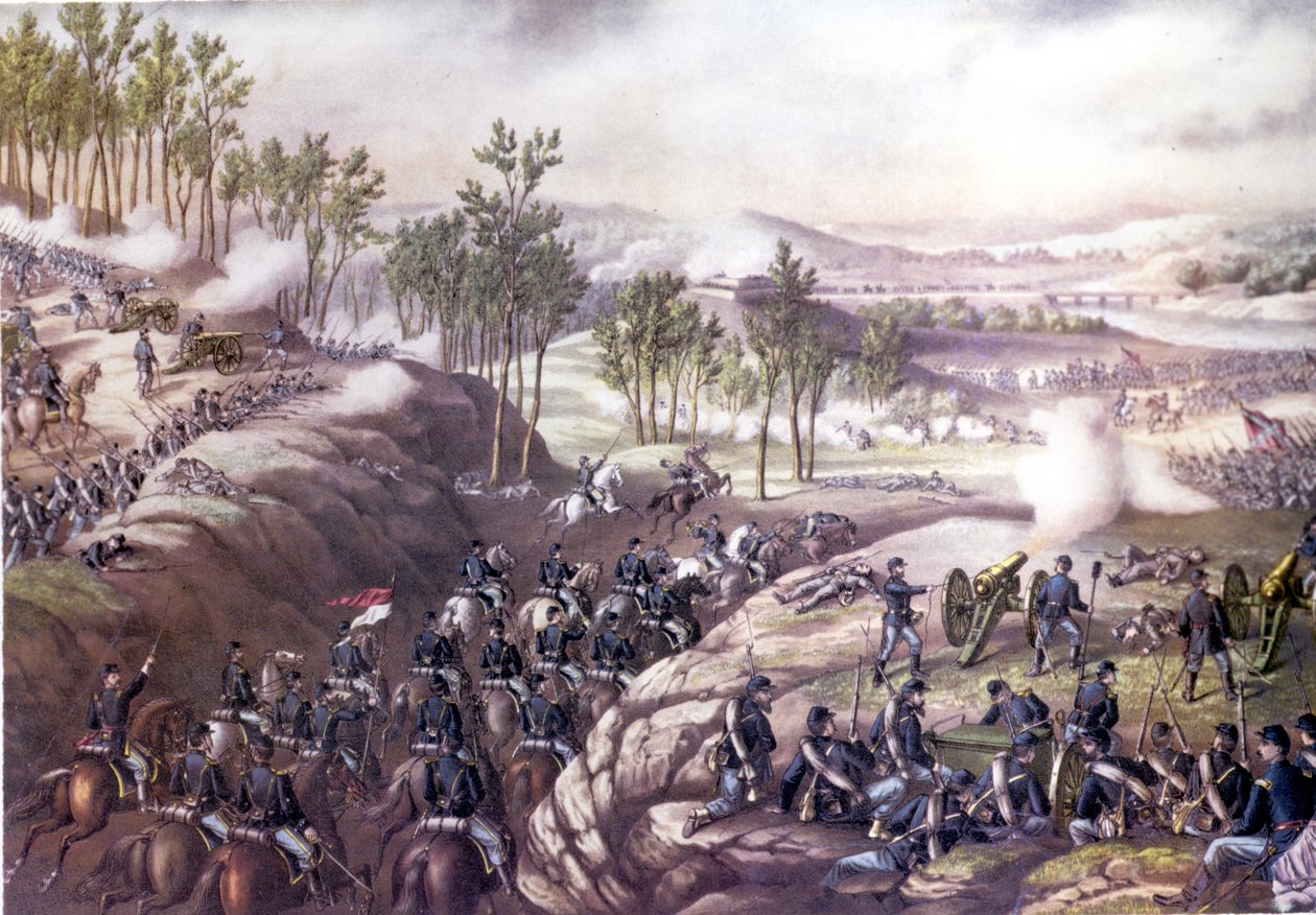 美国内战（1861-1865）。雷萨卡之战（佐治亚州）1864年5月13日至15日。19世纪的雕版画。 作者 未知艺术家