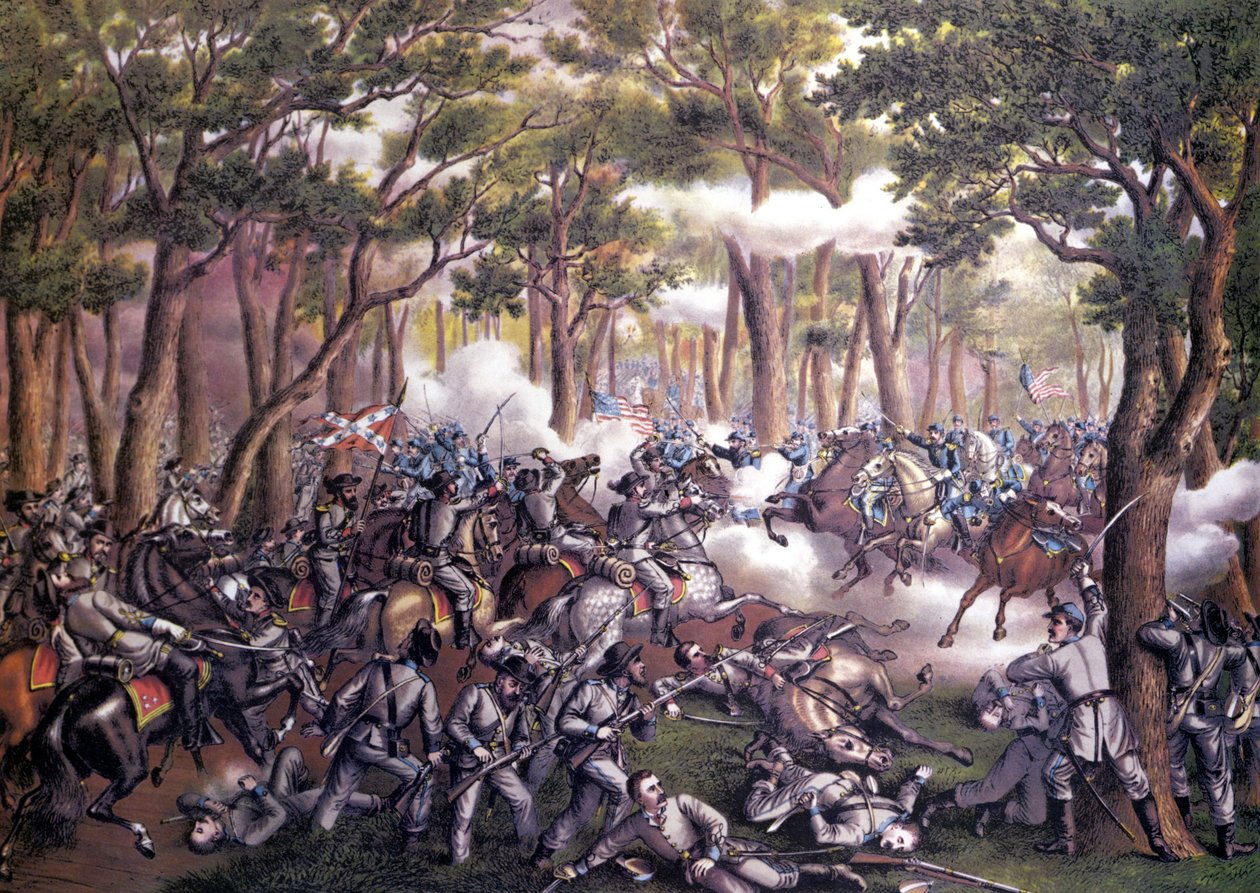 美国分裂国家战争或内战（1861 - 1865）：荒野之战或托德酒馆或布罗克路（弗吉尼亚州）5 月 5-07 日 作者 未知艺术家