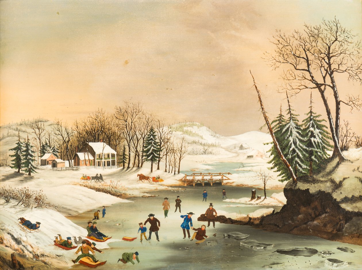 美国冬景：早晨，1853 年以后（布面油画） 作者 未知艺术家