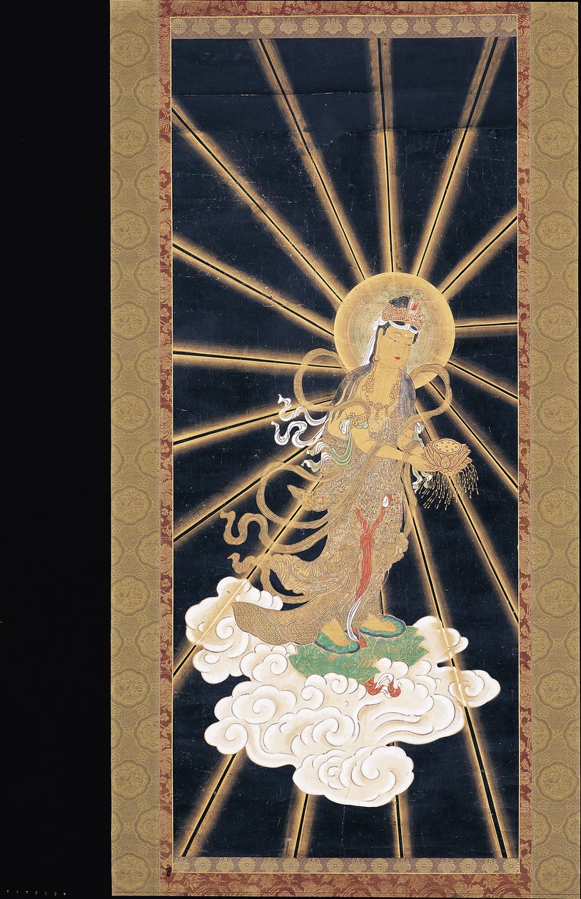 阿弥陀佛从天而降（蓝色宣纸颜料 作者 未知艺术家