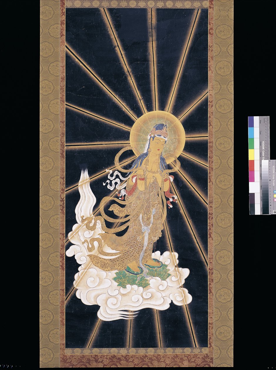 阿弥陀佛从天而降（蓝色宣纸颜料 作者 未知艺术家