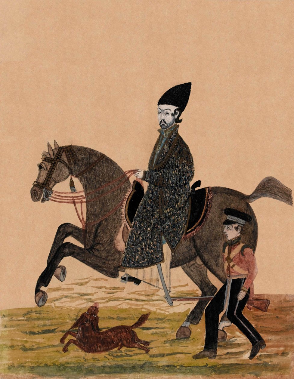 An Afghan Sirdar [officer] and a British soldier, c.1841 (watercolor) 作者 未知艺术家