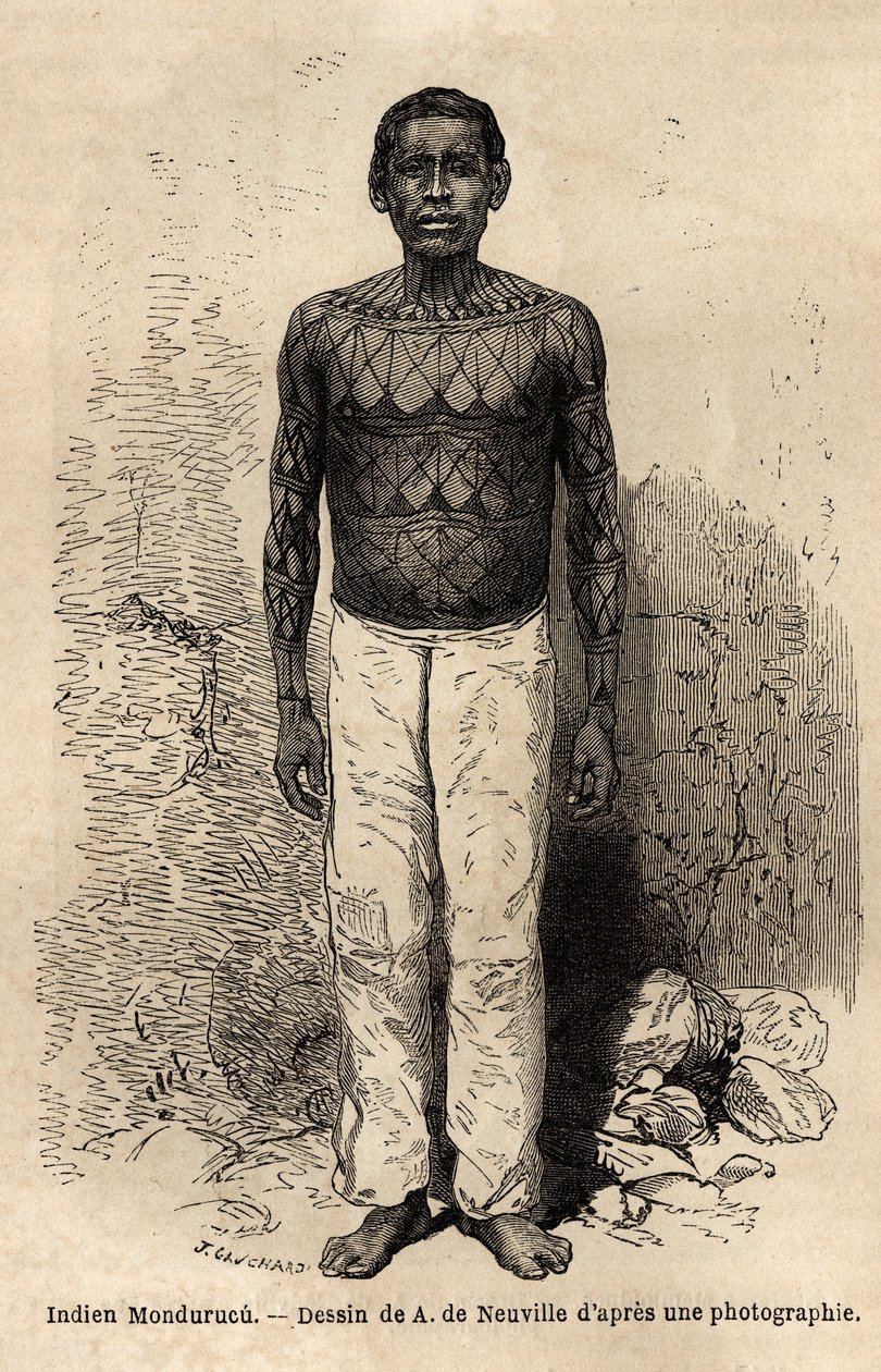 An Indian Mondurucu (or Mundurucu), tribe of the state of Para, in the region of the river Tapajos 作者 未知艺术家